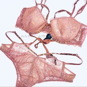 Victorias Secret Designer Swarovski Bra 36C Cheeky Panty Medium Retail for $236